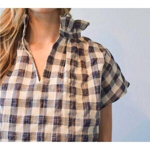 Never A Wallflower Vicki Short Sleeve Top Navy Plaid